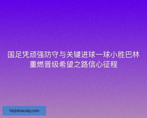 国足凭顽强防守与关键进球一球小胜巴林重燃晋级希望之路信心征程