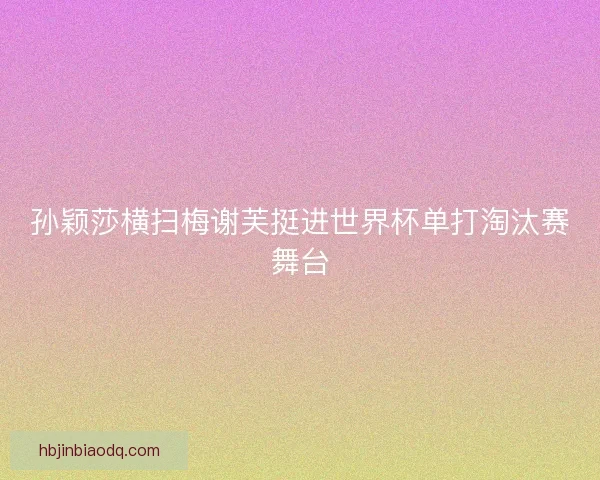 孙颖莎横扫梅谢芙挺进世界杯单打淘汰赛舞台