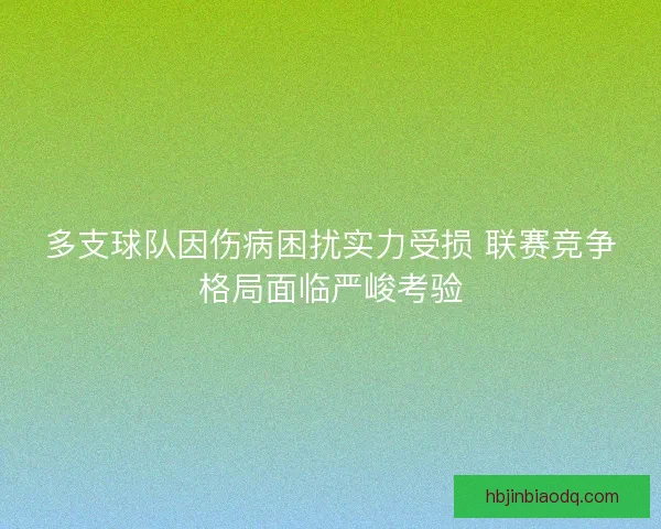多支球队因伤病困扰实力受损 联赛竞争格局面临严峻考验